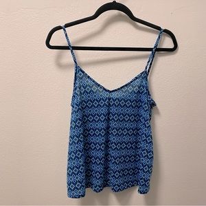 Topshop blue pattern print tank top size 6